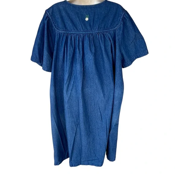 Go Softly Chambray Denim Patio Dress Zip Front Embroidered Pockets Womens XL - Picture 5 of 9